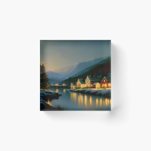 Item preview, Snowy Village by the River and Mountains designed and sold by Zeph1.