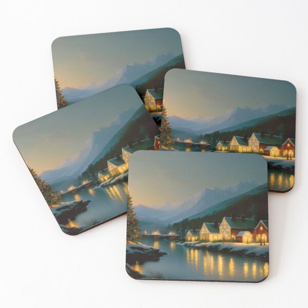 Item preview, Snowy Village by the River and Mountains designed and sold by Zeph1.