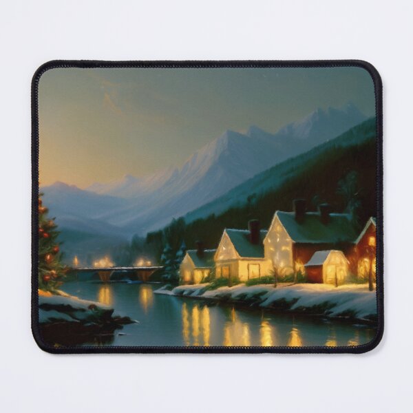 Item preview, Snowy Village by the River and Mountains designed and sold by Zeph1.