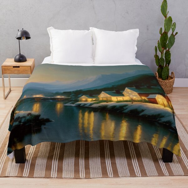 Item preview, Snowy Village by the River and Mountains designed and sold by Zeph1.