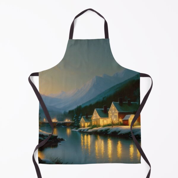 Item preview, Snowy Village by the River and Mountains designed and sold by Zeph1.