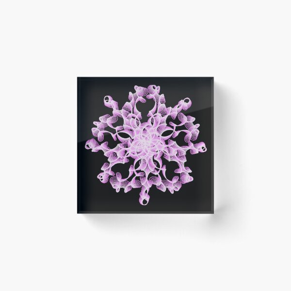 Abstract Flower in Lilac and Black Acrylic Block