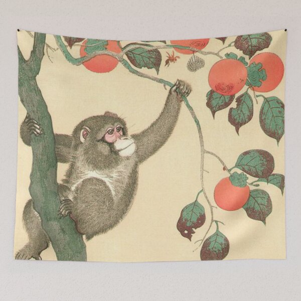 Item preview, Monkey Wasp Persimmon - Ohara Koson designed and sold by NineVi.