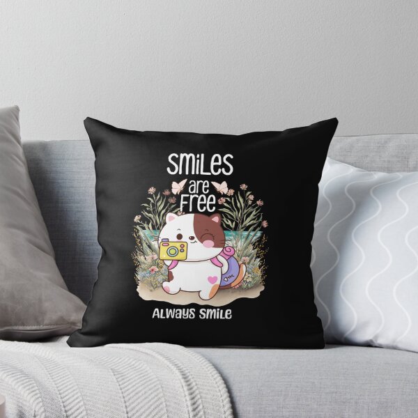 Item preview, Smiles Are Free Always Smile Cute Cat designed and sold by onthemovedesign.