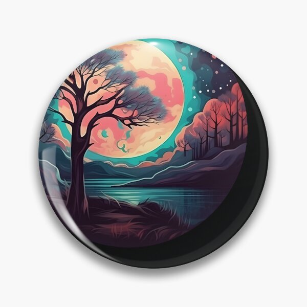 Item preview, Moon lit sky landscape sticker designed and sold by paulstamp.