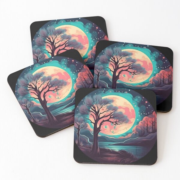 Item preview, Moon lit sky landscape sticker designed and sold by paulstamp.