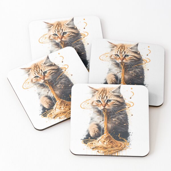 Item preview, Cat Eating Spaghetti graphic spray paint ink art designed and sold by Jon-Bear.
