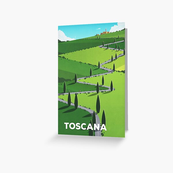 "Toscana" (Tuscany) Cycling Poster Greeting Card