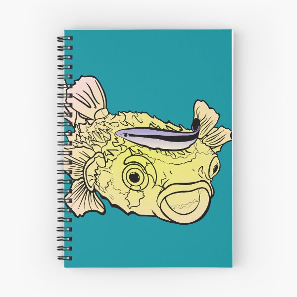 Item preview, porcupinefish puffer fish confused and amazed by cleaner fish designed and sold by MiraNomegusta.