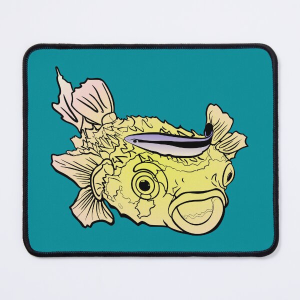 Item preview, porcupinefish puffer fish confused and amazed by cleaner fish designed and sold by MiraNomegusta.
