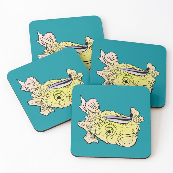 Item preview, porcupinefish puffer fish confused and amazed by cleaner fish designed and sold by MiraNomegusta.