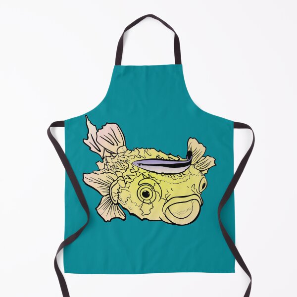 Item preview, porcupinefish puffer fish confused and amazed by cleaner fish designed and sold by MiraNomegusta.