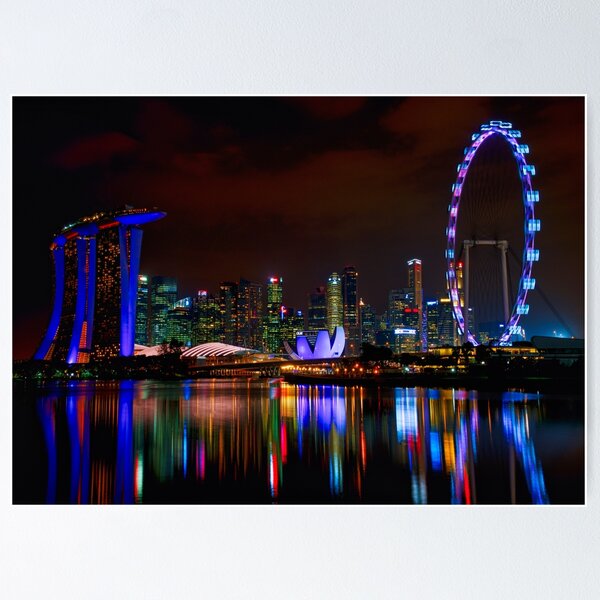 Item preview, Colorful Singapore Skyline by Night designed and sold by tpixx.