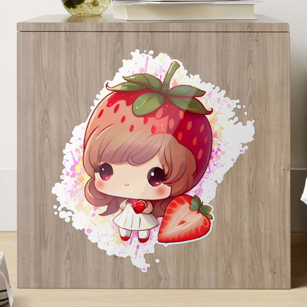 Kawaii Anime Chibi - Strawberry lover' Sticker  Spreadshirt, foto kawaii  de anime 