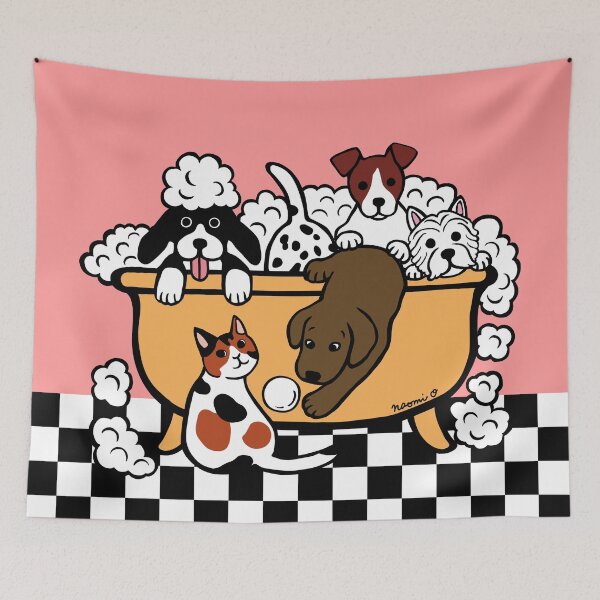 Item preview, Happy Bath Time Chocolate Labrador and Friends designed and sold by HappyLabradors.