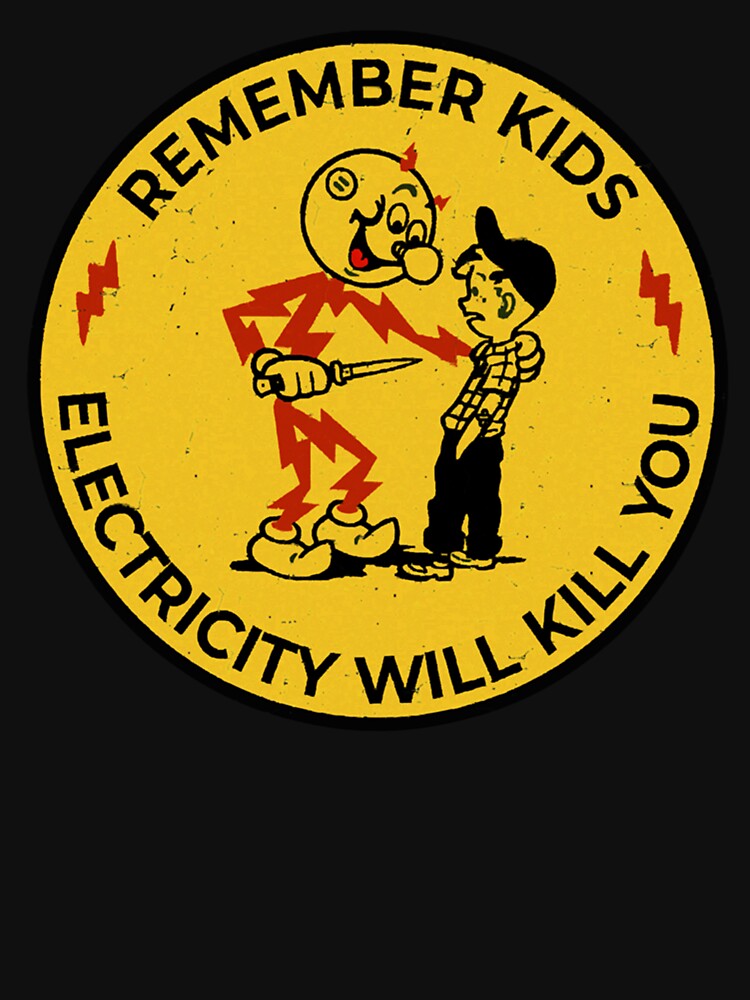 Thumbnail 7 of 7, Classic T-Shirt, Yellow Reddy Kilowatt, electricity will kill you designed and sold by Shawnulpepper.