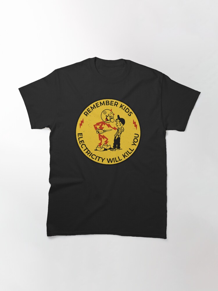 Thumbnail 3 of 7, Classic T-Shirt, Yellow Reddy Kilowatt, electricity will kill you designed and sold by Shawnulpepper.