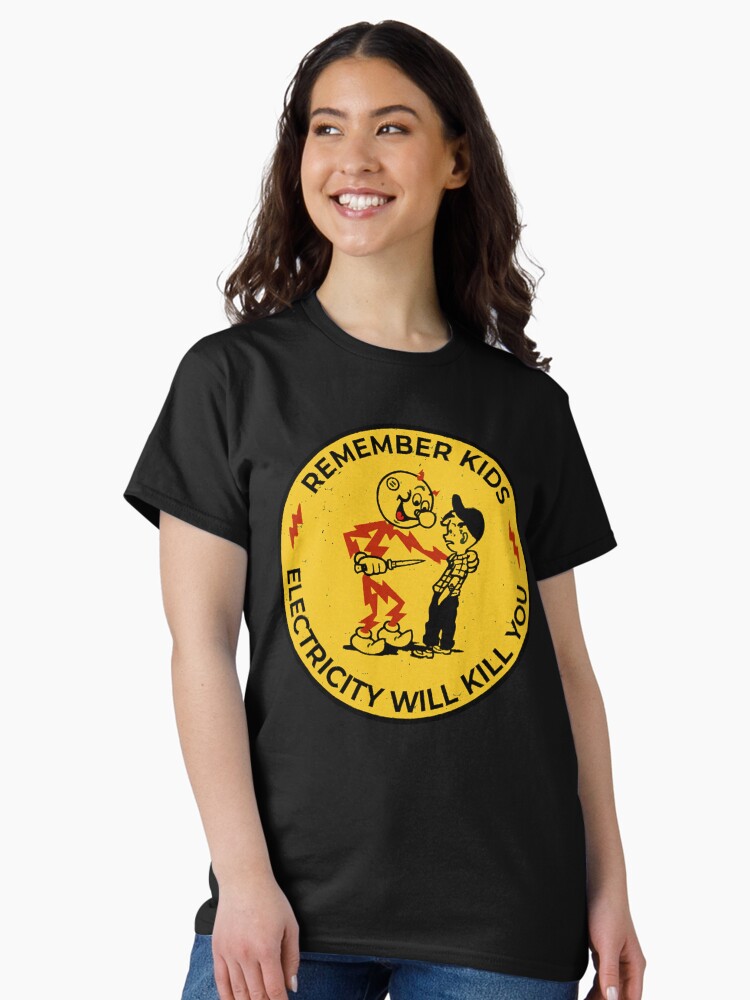 Thumbnail 2 of 7, Classic T-Shirt, Yellow Reddy Kilowatt, electricity will kill you designed and sold by Shawnulpepper.