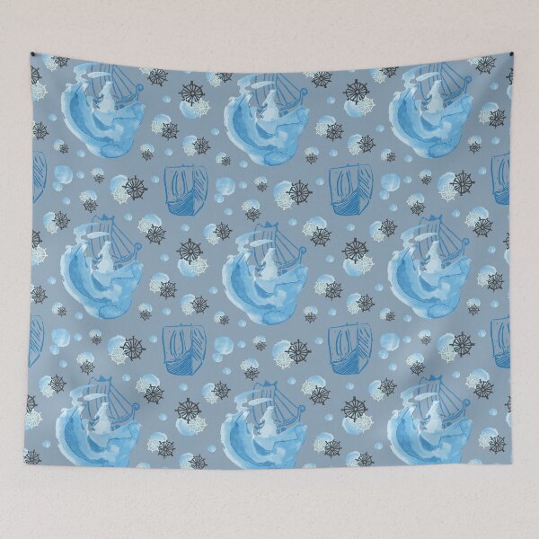 Item preview, High Seas - boats and ship wheel pattern designed and sold by JuiceCreative.