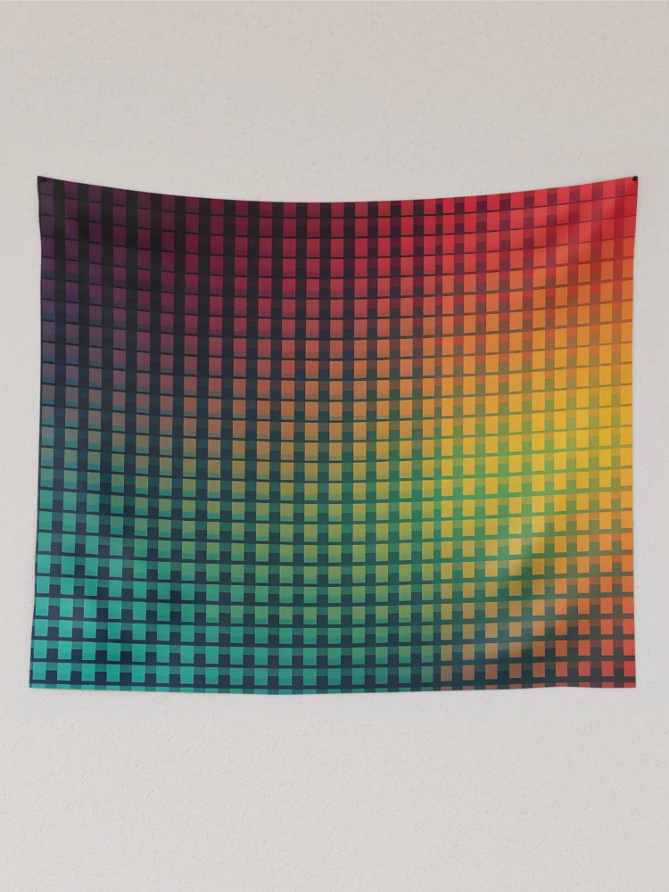 Thumbnail 2 of 3, Tapestry, Screen Gradient Colorful Checkerboard Pattern designed and sold by PatternBestFan.