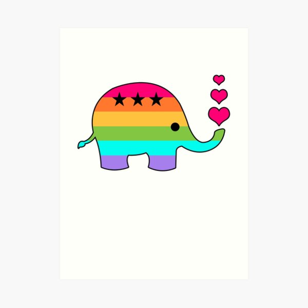 Rainbow Elephant Art Prints | Redbubble