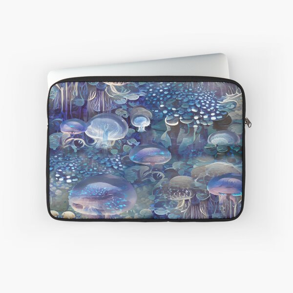 Item preview, surrealism, mushrooms, jellyfish, blue, luminous, designed and sold by Maria Mihailova.