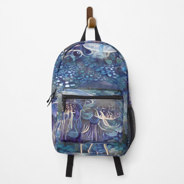 Item preview, surrealism, mushrooms, jellyfish, blue, luminous, designed and sold by Maria Mihailova.