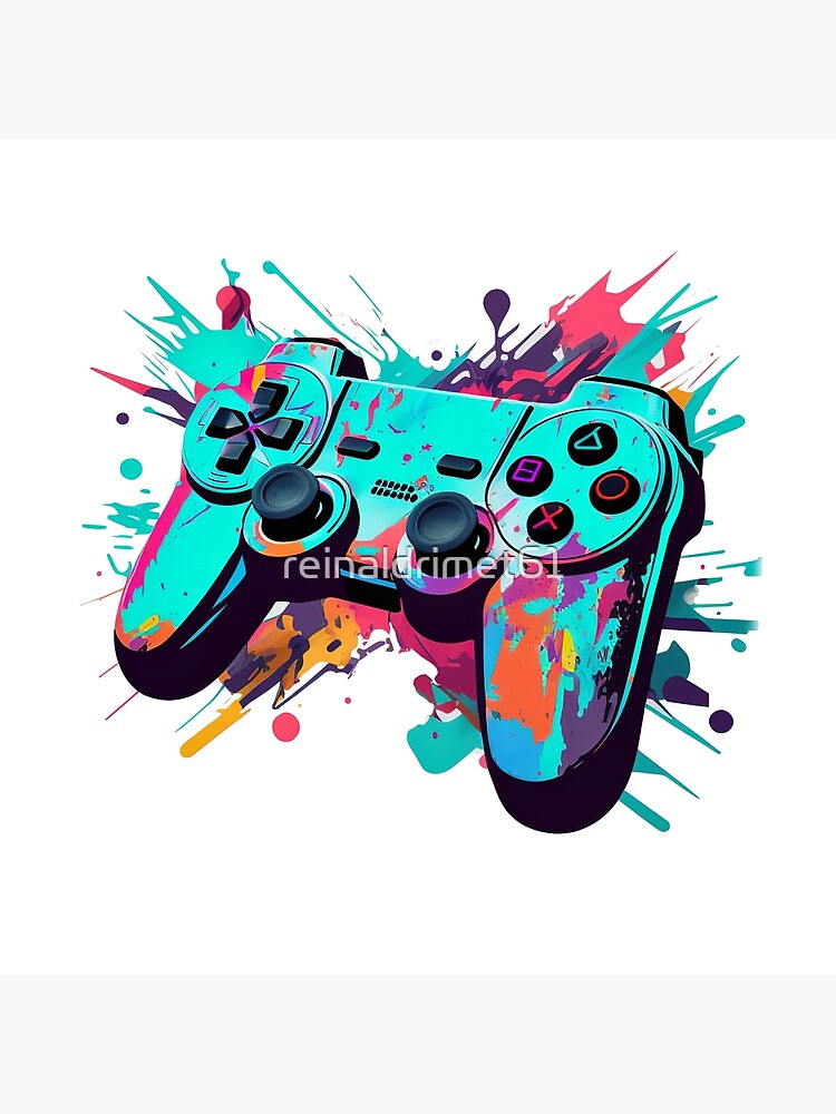 Abstract Neon Game Controller art Gamer poster 6 Digital Download Print