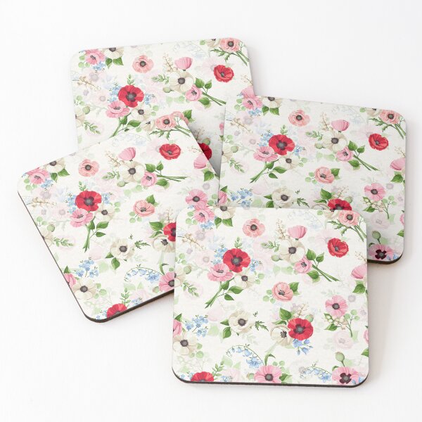 Item preview, Floral pattern with red, pink, whtie, and blue flowers designed and sold by Naddya.