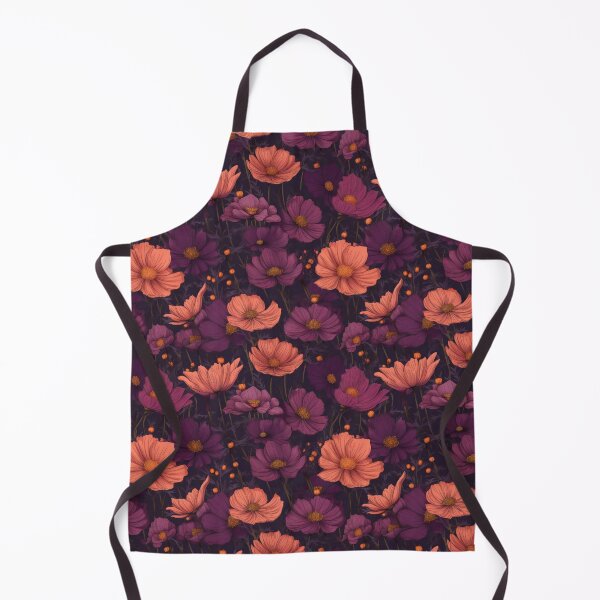 Item preview, Dark Floral Pattern of Purple and Coral Cosmos designed and sold by kansaikate.