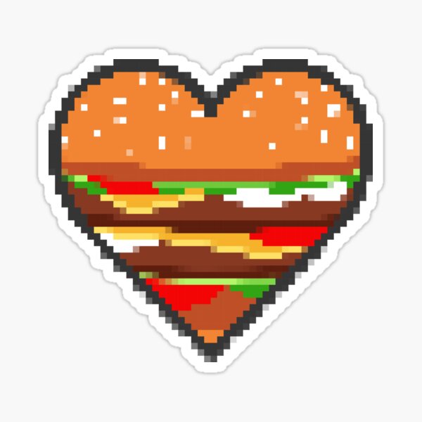 Item preview, Pixelated Burger in a Heart Shape designed and sold by ultraPick.