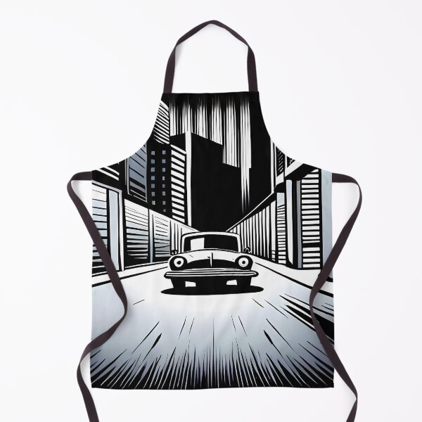 Item preview, Retro punk black and white cyberpunk city car designed and sold by print-et-al.