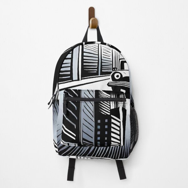 Item preview, Retro punk black and white cyberpunk city car designed and sold by print-et-al.