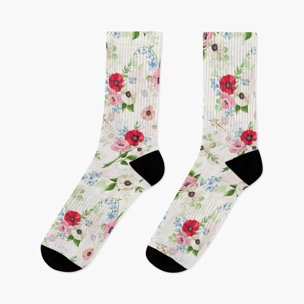 Item preview, Floral pattern with red, pink, whtie, and blue flowers designed and sold by Naddya.