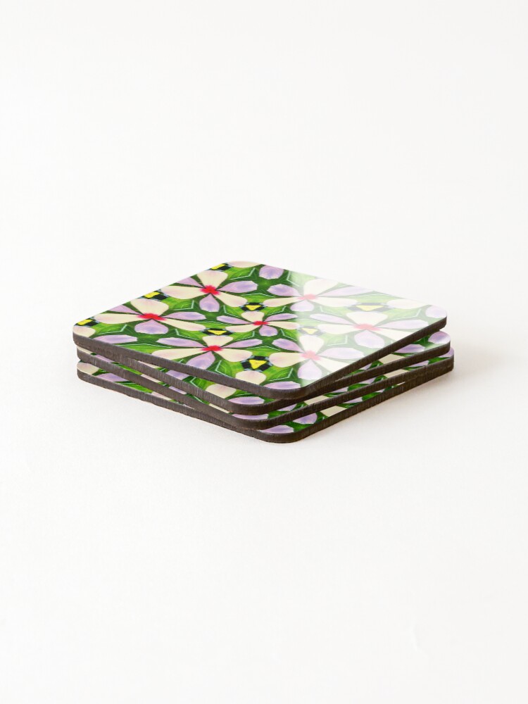 Thumbnail 4 of 5, Coasters (Set of 4), One Day Flower Pattern designed and sold by Patternflower.