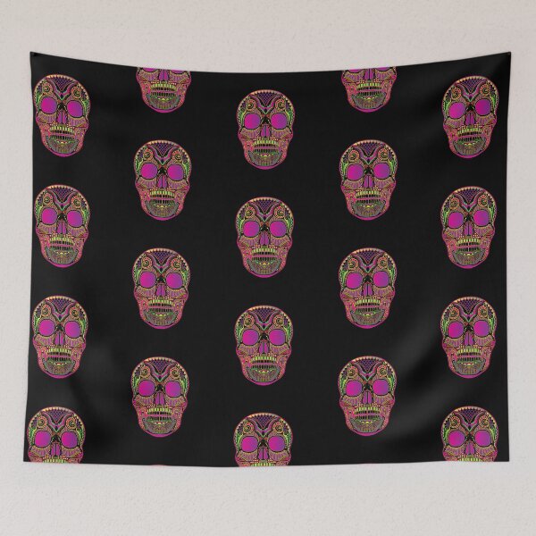 Item preview, mexican sugar skull, bright neon colors designed and sold by IrynaPas.