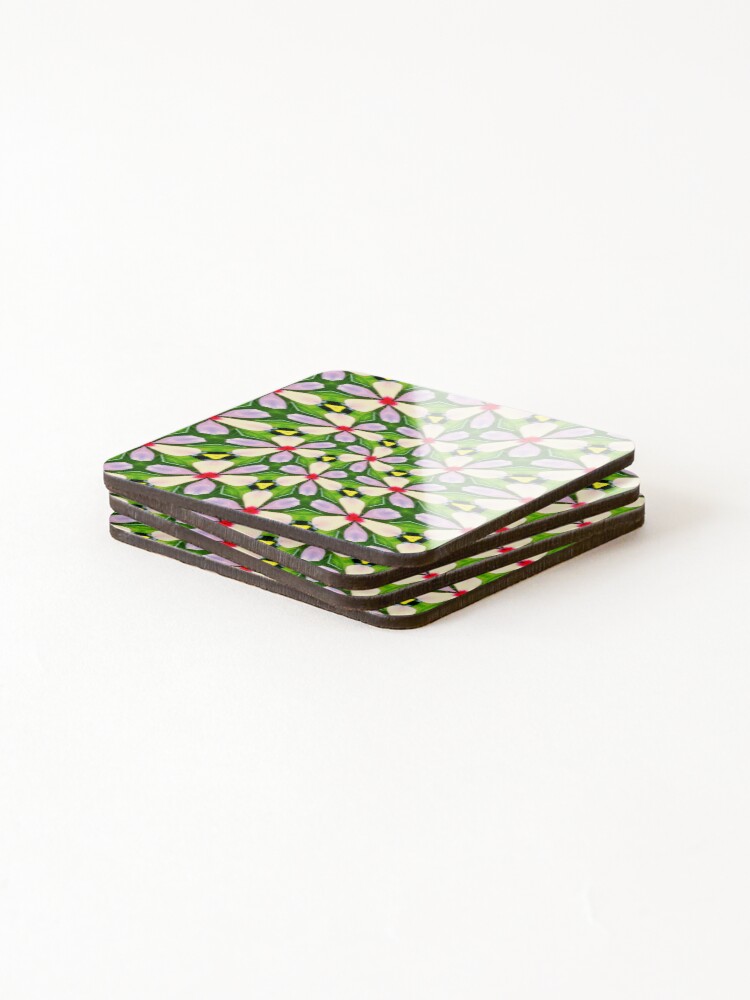 Thumbnail 4 of 5, Coasters (Set of 4), One Day Flower Pattern designed and sold by Patternflower.