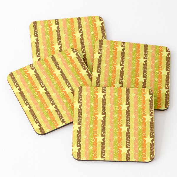 Item preview, Artticarlo Stars with Swirls Orange Gold Brown Multicolor Vertical Stripes Half-drop Repeat 5748 designed and sold by Art in My Loft.
