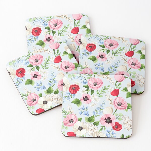 Item preview, Floral pattern with red, pink, whtie, and blue flowers designed and sold by Naddya.