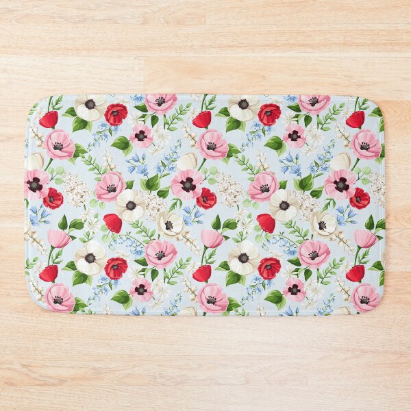 Item preview, Floral pattern with red, pink, whtie, and blue flowers designed and sold by Naddya.