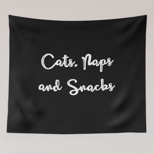 Item preview, Vintage Cats naps and snacks white bold typography  designed and sold by garniturex.