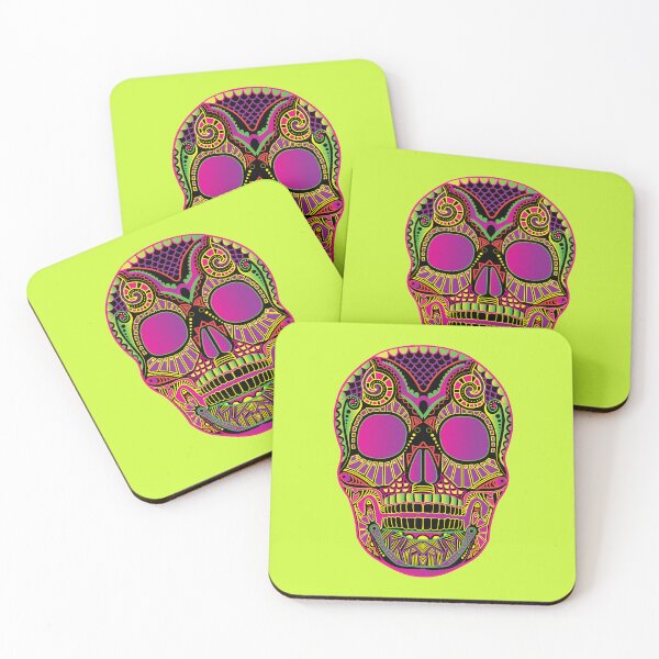 Item preview, mexican sugar skull, bright neon colors designed and sold by IrynaPas.