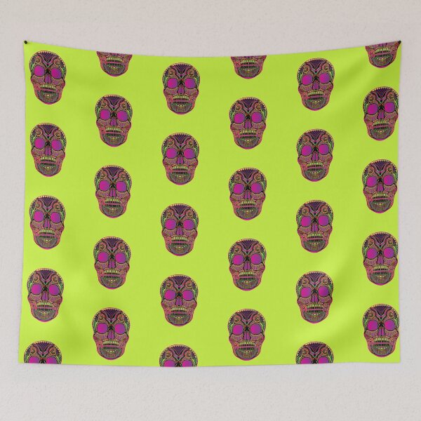 Item preview, mexican sugar skull, bright neon colors designed and sold by IrynaPas.
