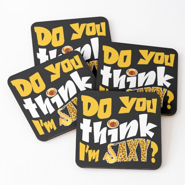 Item preview, DO YOU THINK I'M SAXY ? - MUSIC PUN - FUNNY ALLITERATION JOKE white & yellow designed and sold by KoolDsignsMUSIC.