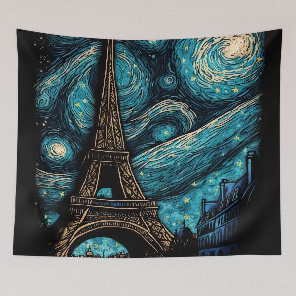 Item preview, Eiffel Tower with Starry Night designed and sold by OccultDreams.