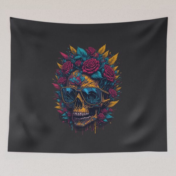 Item preview, Skull With Flowers And Sunglasses designed and sold by RockBeeDesigns.
