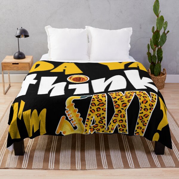 Item preview, DA YA THINK I'M SAXY ? - MUSIC PUN - FUNNY ALLITERATION JOKE white & yellow designed and sold by KoolDsignsMUSIC.