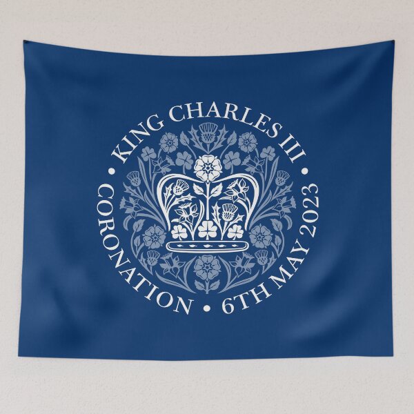 Item preview, King Charles III The Coronation Emblem 2023 White-Dark Blue designed and sold by ArtCounts.