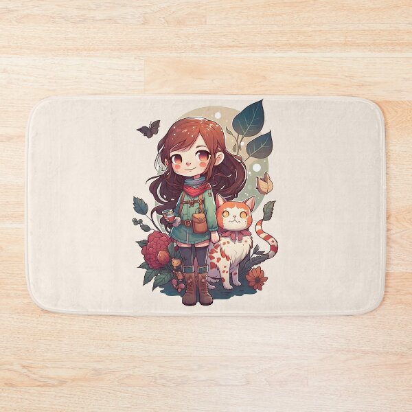 Item preview, Cute Girl & Cat Kawaii Anime Floral Cat Lover designed and sold by SecretDicer.