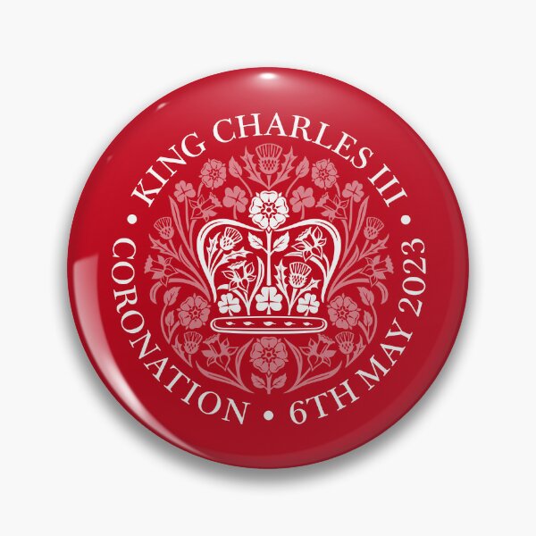 Item preview, King Charles III The Coronation Emblem 2023 White-Dark Red designed and sold by ArtCounts.